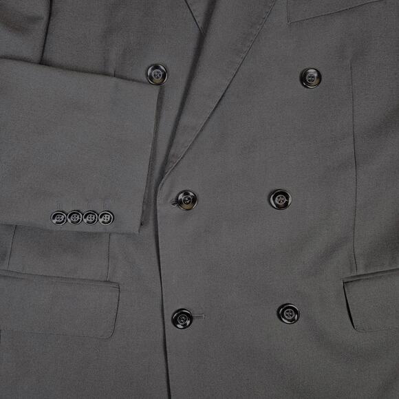 Apollo King Double Breasted Blazer Peak Lapel Black Mens 44R Suit Jacket Classic - Picture 6 of 16